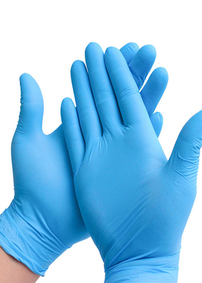 Τα μίας χρήσης μπλε γάντια νιτριλίων κονιοποιούν το ελεύθερο χονδρικό μίας χρήσης ελαστικό γαντιών βαθμού τροφίμων