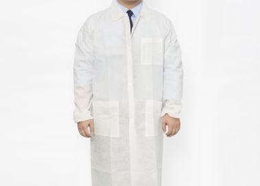 Άσπρο ελαστικό για άνδρες και για γυναίκες προσαρμοσμένο ύφος παλτών εργαστηρίων μανσετών μίας χρήσης για το εργαστήριο